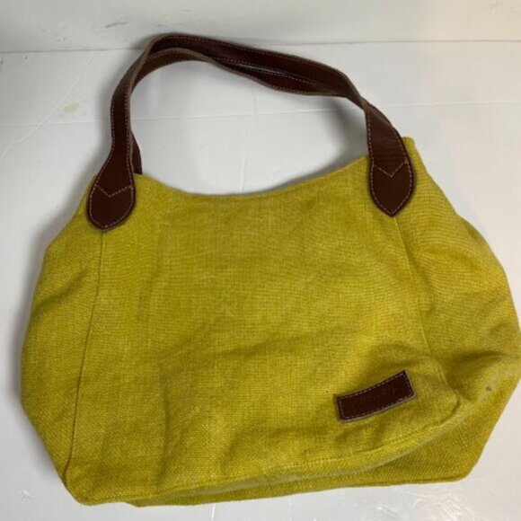 Fabindia Women's Lime Green Dark Brown Shoulder Bag Hobo Bag Tote Medium - Picture 2 of 7